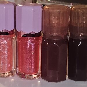 Meike Glamour Lip Gloss Set of 4. Shimmery Coral Pink & Deep Plum. All Different